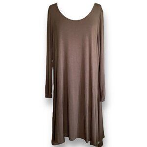 Lolly Wolly Doodle Womens Tunic Top XXL Taupe Stretch Jersey Knit Long Sleeve